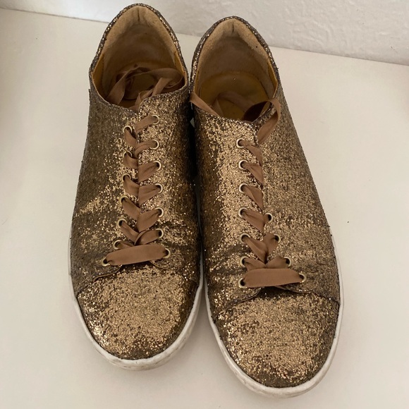 Sezane Shoes - Sezane jack sneakers glitter bronze gold